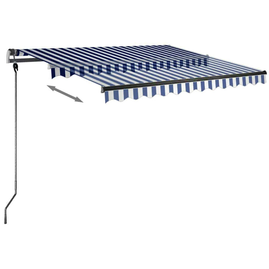 Manual Awning 3 x 2.5 m Blue and White Stripe 100% Polyester