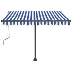 Manual Awning 3 x 2.5 m Blue and White Stripe 100% Polyester
