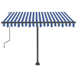 Freestanding Manual Retractable Awning 300x250 cm Blue/White - Top-Down View