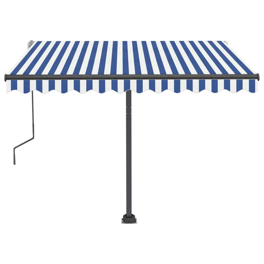 Manual Awning 3 x 2.5 m Blue and White Stripe 100% Polyester