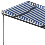 Freestanding Manual Retractable Awning 300x250 cm Blue/White - Rear View