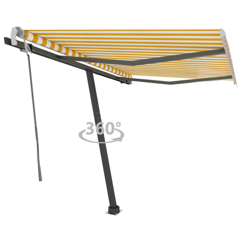 Freestanding Manual Retractable Awning 300x250 cm Yellow/White