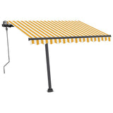 Freestanding Manual Retractable Awning 300x250 cm Yellow/White - Side View