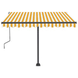 Freestanding Manual Retractable Awning 300x250 cm Yellow/White