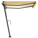 Manual Retractable Awning with LED 300x250 cm Yellow and White - 45-Degree Angle