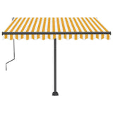 Manual Retractable Awning with LED 300x250 cm Yellow and White - Top-Down View