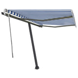 Freestanding Manual Retractable Awning 350x250 cm Blue/White - Front View