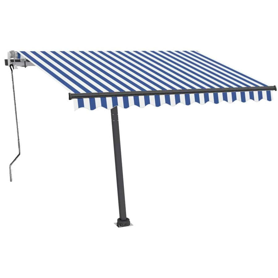 Manual Awning 3.5 x 2.5 m Blue and White Stripe 100% Polyester