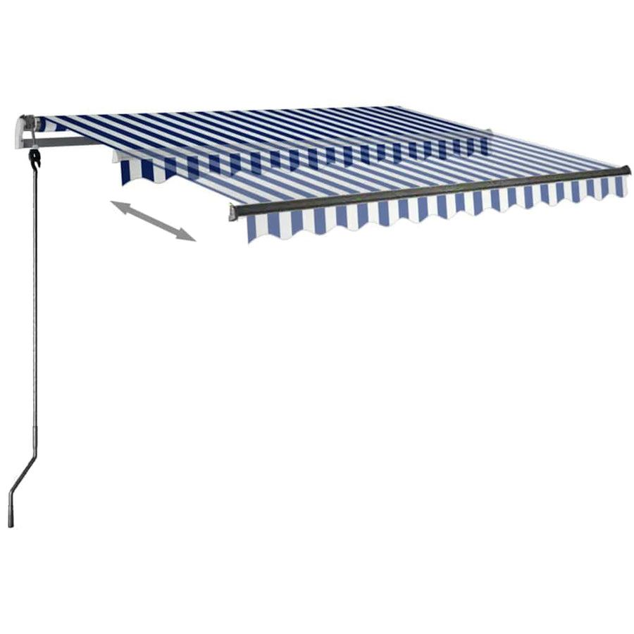 Manual Awning 3.5 x 2.5 m Blue and White Stripe 100% Polyester