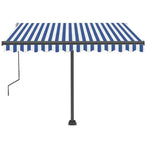 Manual Awning 3.5 x 2.5 m Blue and White Stripe 100% Polyester