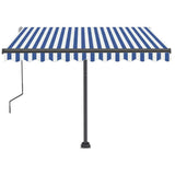 Freestanding Manual Retractable Awning 350x250 cm Blue/White - Top-Down View