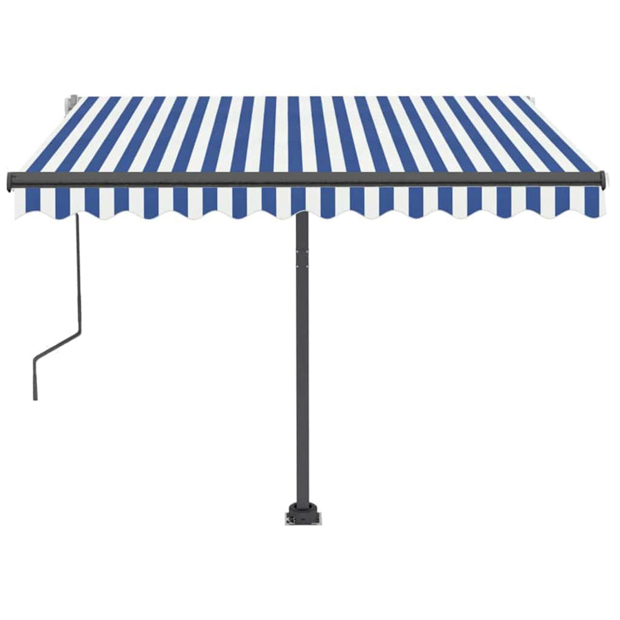 Manual Awning 3.5 x 2.5 m Blue and White Stripe 100% Polyester