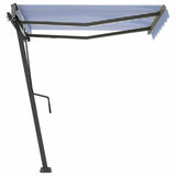 Freestanding Manual Retractable Awning 350x250 cm Blue/White - 45-Degree Angle