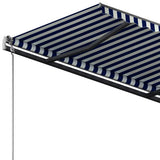 Freestanding Manual Retractable Awning 350x250 cm Blue/White - Rear View