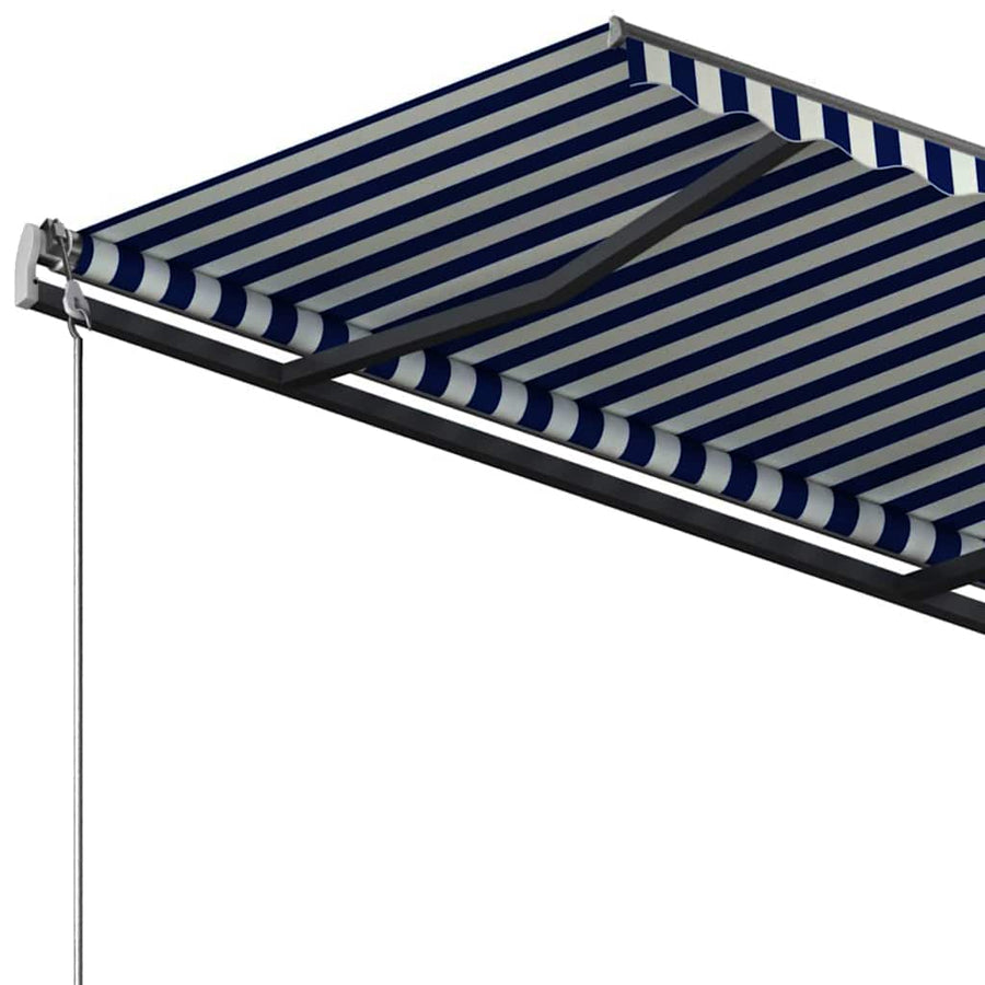 Manual Awning 3.5 x 2.5 m Blue and White Stripe 100% Polyester