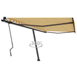 Freestanding Manual Retractable Awning 400x300 cm Yellow/White (313231+46837+315097)