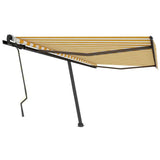 Freestanding Manual Retractable Awning 400x300 cm Yellow/White (313231+46837+315097)