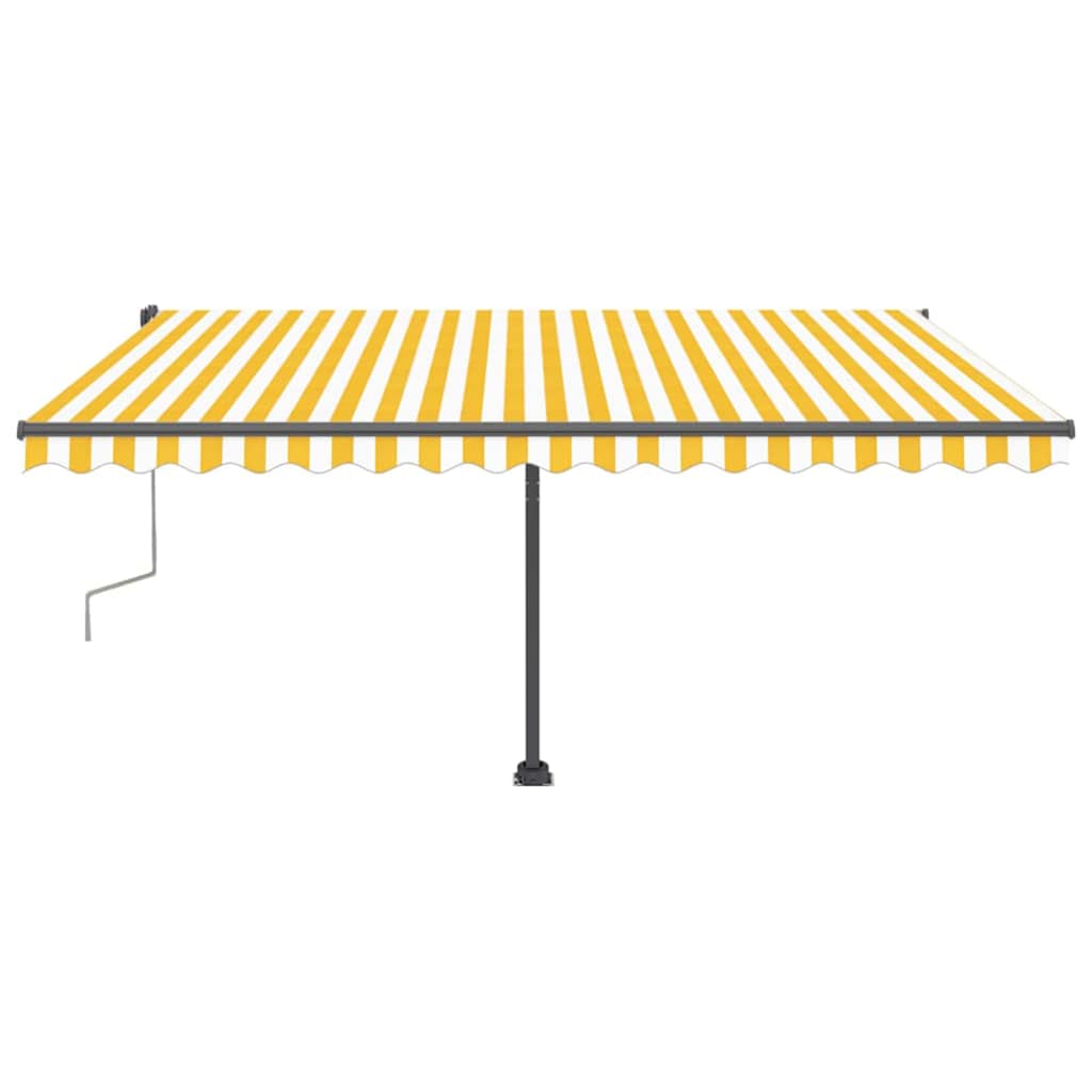 Freestanding Manual Retractable Awning 400x300 cm Yellow/White (313231+46837+315097)