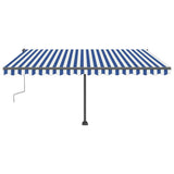 Manual Retractable Awning with LED 400x300 cm Blue and White - Top-Down View