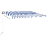 Manual Retractable Awning with LED 400x300 cm Blue and White - Extra Image