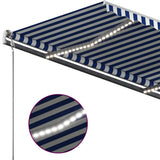 Manual Retractable Awning with LED 400x300 cm Blue and White - Rear View