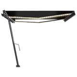 Manual Retractable Awning with LED 400x300 cm Anthracite - Front View