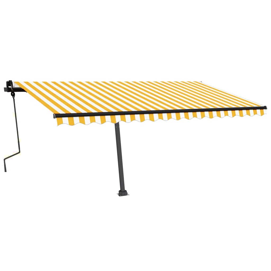 Freestanding Manual Retractable Awning 450x300 cm Yellow/White (313232+313175+315097)