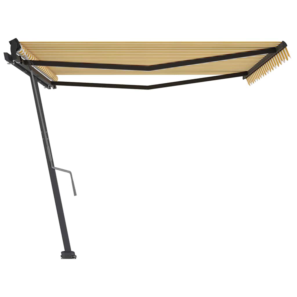 Freestanding Manual Retractable Awning 450x300 cm Yellow/White (313232+313175+315097)