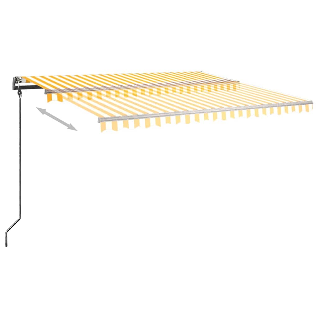 Freestanding Manual Retractable Awning 450x300 cm Yellow/White (313232+313175+315097)