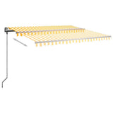 Freestanding Manual Retractable Awning 450x300 cm Yellow/White (313232+313175+315097)