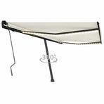 Manual Awning with Solar LED 4.5 x 3 m Cream 100% Polyester
