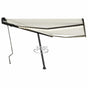 Manual Awning with Solar LED 4.5 x 3 m Cream 100% Polyester