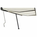 Manual Awning with Solar LED 4.5 x 3 m Cream 100% Polyester