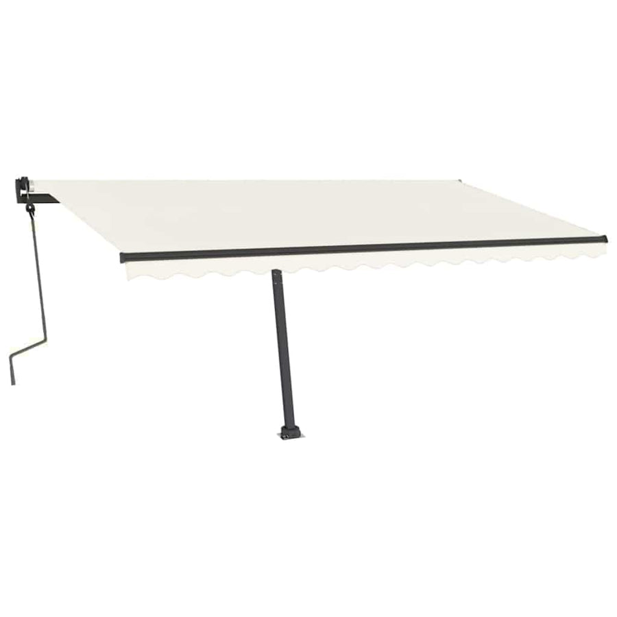 Manual Awning with Solar LED 4.5 x 3 m Cream 100% Polyester