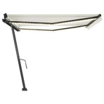 Manual Awning with Solar LED 4.5 x 3 m Cream 100% Polyester