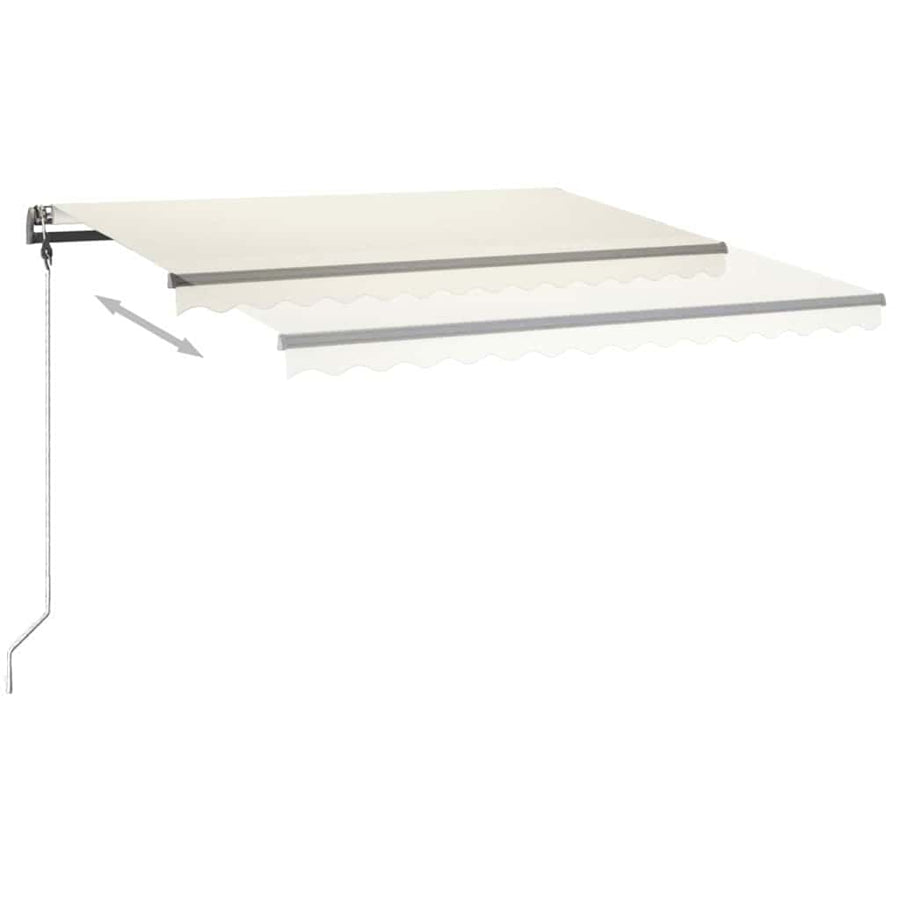 Manual Awning with Solar LED 4.5 x 3 m Cream 100% Polyester
