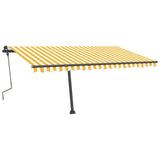 Manual Retractable Awning with LED 450x300 cm Yellow and White (313242+313175+315097) - Side View
