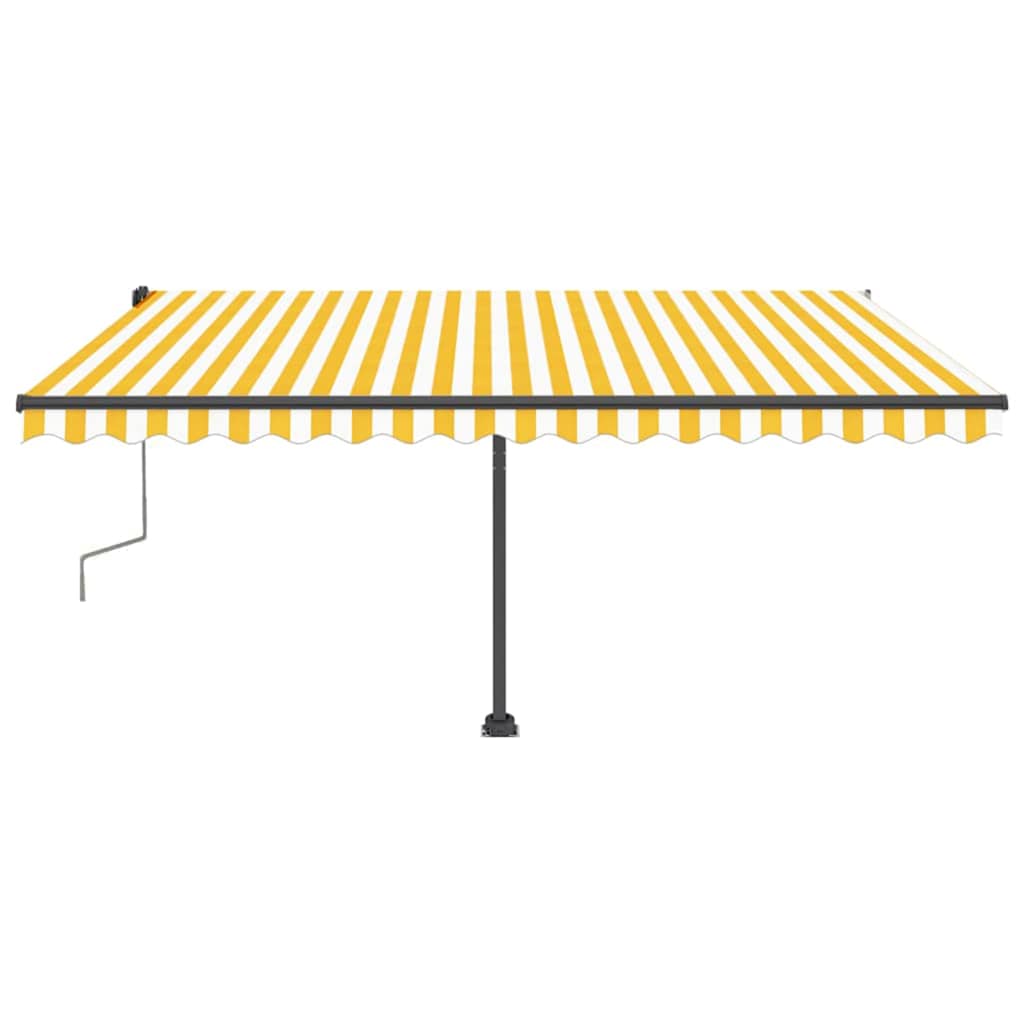 Manual Retractable Awning with LED 450x300 cm Yellow and White (313242+313175+315097)