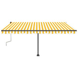 Manual Retractable Awning with LED 450x300 cm Yellow and White (313242+313175+315097)