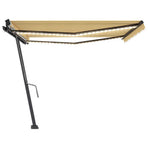 Manual Awning with Solar LED 4.5 x 3 m Yellow and White Stripe