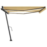 Manual Retractable Awning with LED 450x300 cm Yellow and White (313242+313175+315097) - 45-Degree Angle