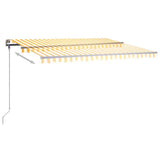 Manual Retractable Awning with LED 450x300 cm Yellow and White (313242+313175+315097)