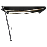 Manual Retractable Awning with LED 450x300 cm Anthracite - Top-Down View