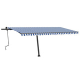 Freestanding Manual Retractable Awning 500x300 cm Blue/White - Side View