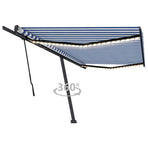 Manual Awning with Solar LED 5 x 3 m Blue and White Stripe