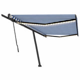 Manual Retractable Awning with LED 500x300 cm Blue and White - Front View