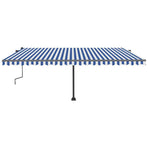 Manual Awning with Solar LED 5 x 3 m Blue and White Stripe