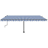 Manual Retractable Awning with LED 500x300 cm Blue and White - Top-Down View