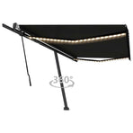Manual Awning with Solar LED 5 x 3 m Anthracite 100% Polyester
