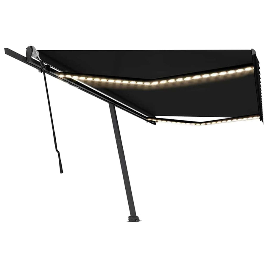 Manual Awning with Solar LED 5 x 3 m Anthracite 100% Polyester